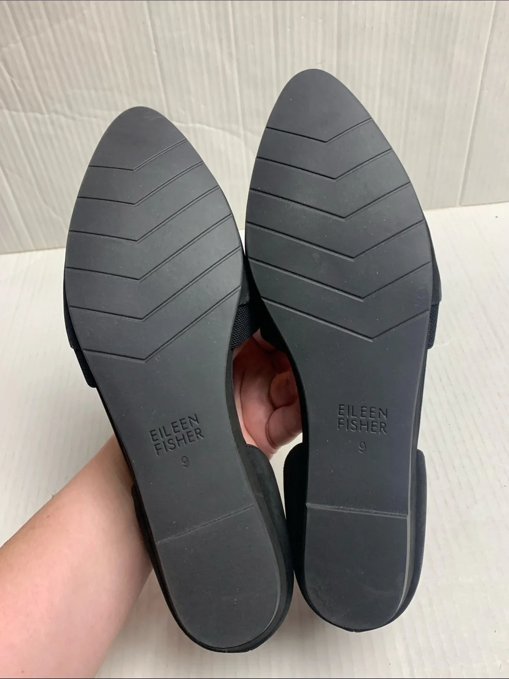 Eileen Fisher Ida Black D’orsay Suede Minimalist Flats Size 9